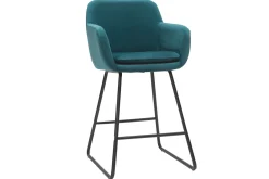 Cheap Miliboo Taburetes de bar en tejido efecto terciopelo azul petróleo A65 cm (lote de 2) AMIKA