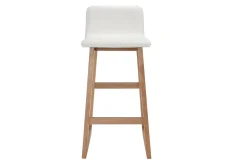 Fashion Miliboo Taburetes de bar madera clara y PU blanco lote de 2 OSAKA
