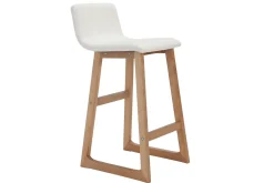 Fashion Miliboo Taburetes de bar madera clara y PU blanco lote de 2 OSAKA
