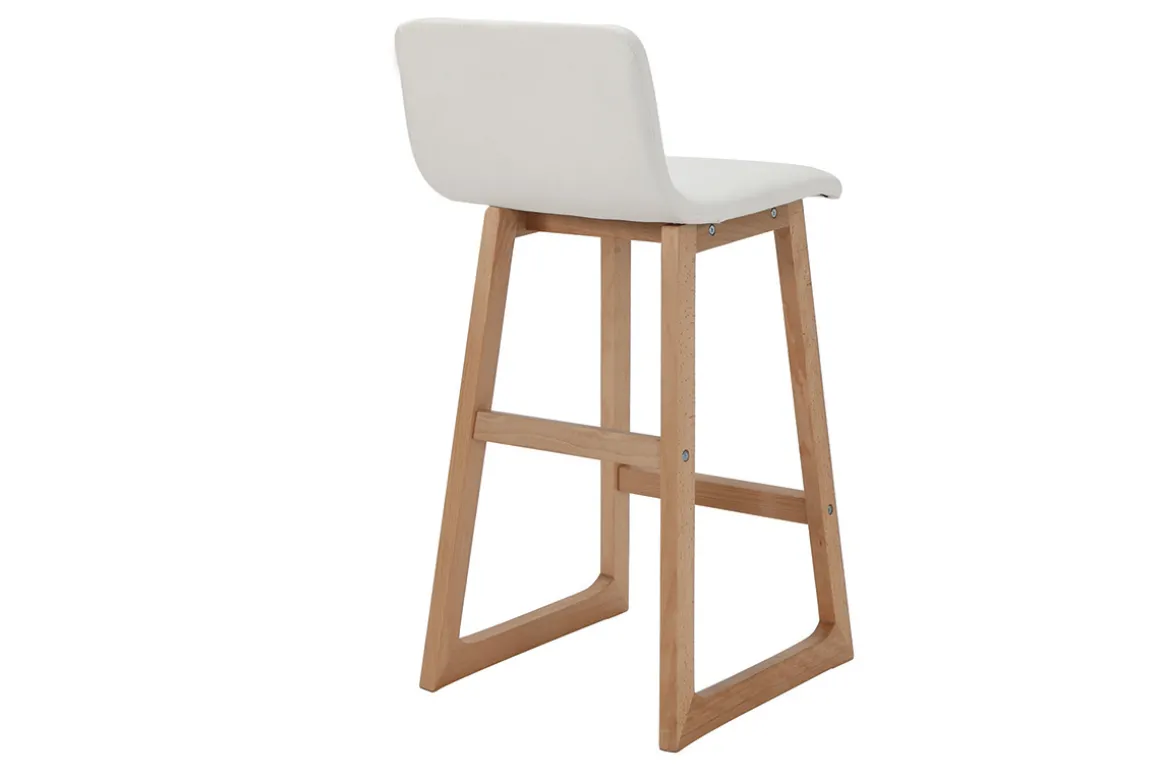 Fashion Miliboo Taburetes de bar madera clara y PU blanco lote de 2 OSAKA