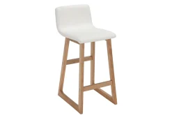 Fashion Miliboo Taburetes de bar madera clara y PU blanco lote de 2 OSAKA
