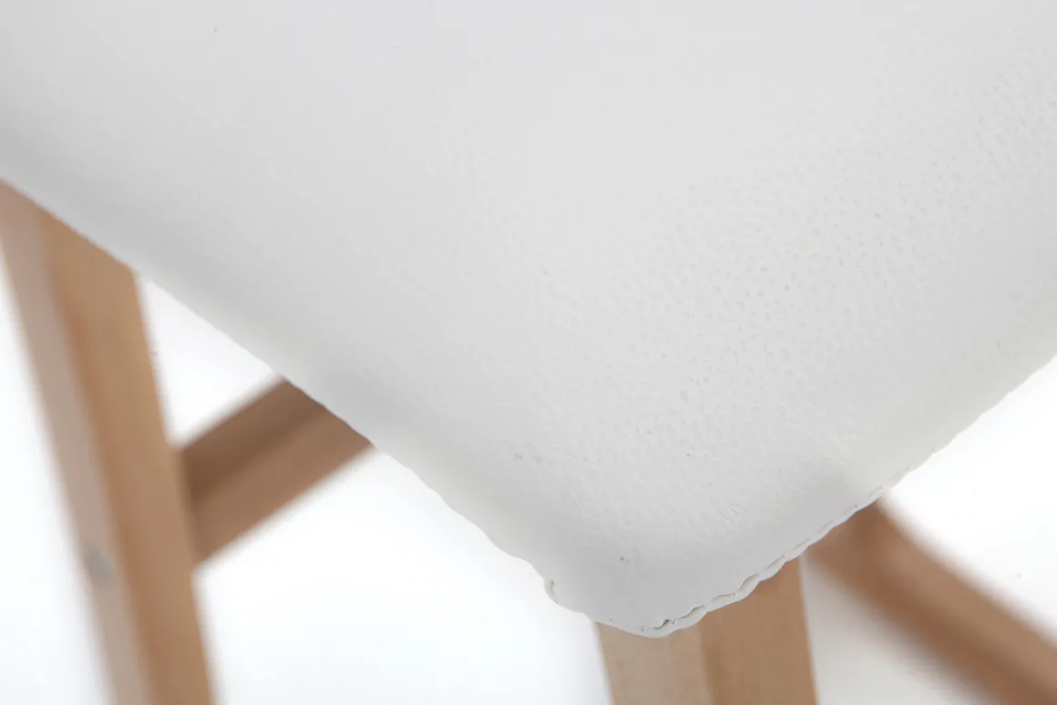 Fashion Miliboo Taburetes de bar madera clara y PU blanco lote de 2 OSAKA