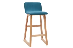 Flash Sale Miliboo Taburetes de bar madera clara y tejido azul petróleo lote de 2 OSAKA