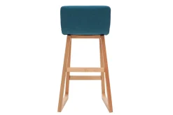 Flash Sale Miliboo Taburetes de bar madera clara y tejido azul petróleo lote de 2 OSAKA