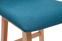 Flash Sale Miliboo Taburetes de bar madera clara y tejido azul petróleo lote de 2 OSAKA