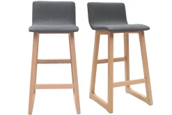 Clearance Miliboo Taburetes de bar madera clara y tejido gris lote de 2 OSAKA