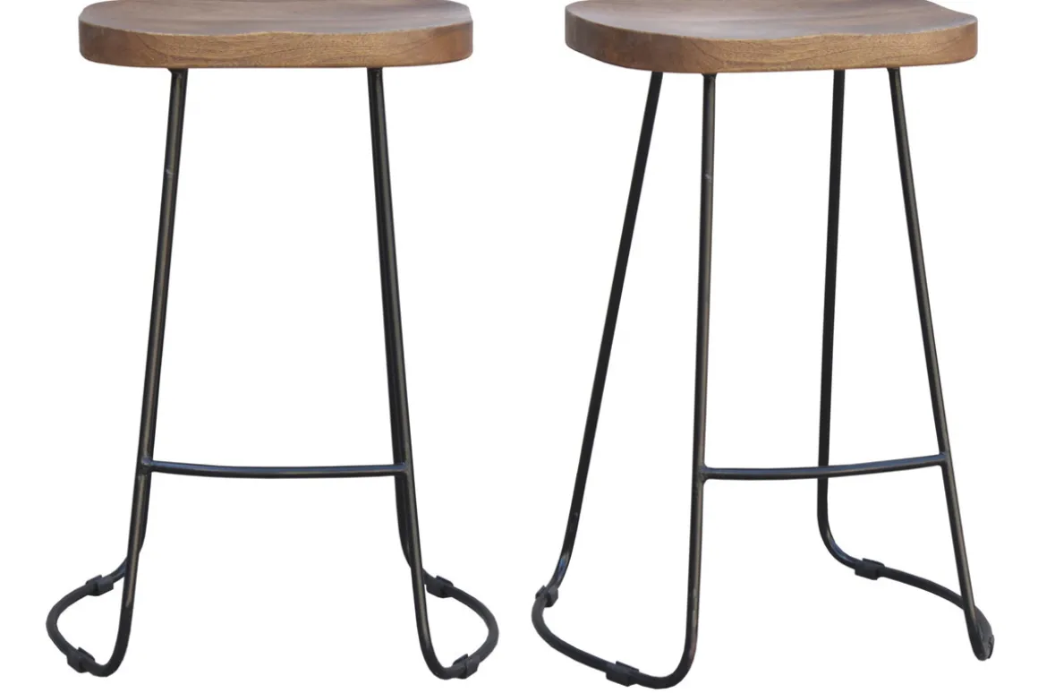 Cheap Miliboo Taburetes de bar mango y metal 65 cm (lote de 2) RUNKO