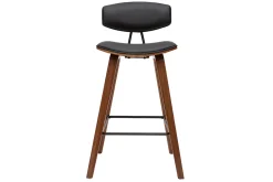 Cheap Miliboo Taburetes de bar moderno negro y madera oscura A69 cm (lote de 2) VASCO
