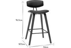 Cheap Miliboo Taburetes de bar moderno negro y madera oscura A69 cm (lote de 2) VASCO