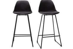 Sale Miliboo Taburetes de bar modernos negros patas metal 65 cm (lote de 2) FRANZ