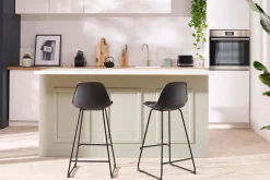 Sale Miliboo Taburetes de bar modernos negros patas metal 65 cm (lote de 2) FRANZ