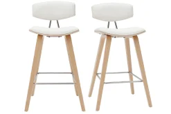 New Miliboo Taburetes de bar modernos blanco y madera clar A69 cm (lote de 2) VASCO