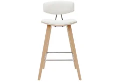 New Miliboo Taburetes de bar modernos blanco y madera clar A69 cm (lote de 2) VASCO