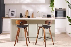 New Miliboo Taburetes de bar modernos blanco y madera clar A69 cm (lote de 2) VASCO