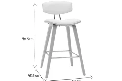 New Miliboo Taburetes de bar modernos blanco y madera clar A69 cm (lote de 2) VASCO