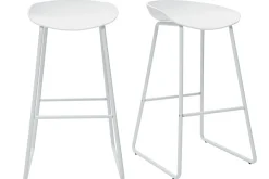 Shop Miliboo Taburetes de bar modernos blancos con patas en metal (lote de 2) PEBBLE