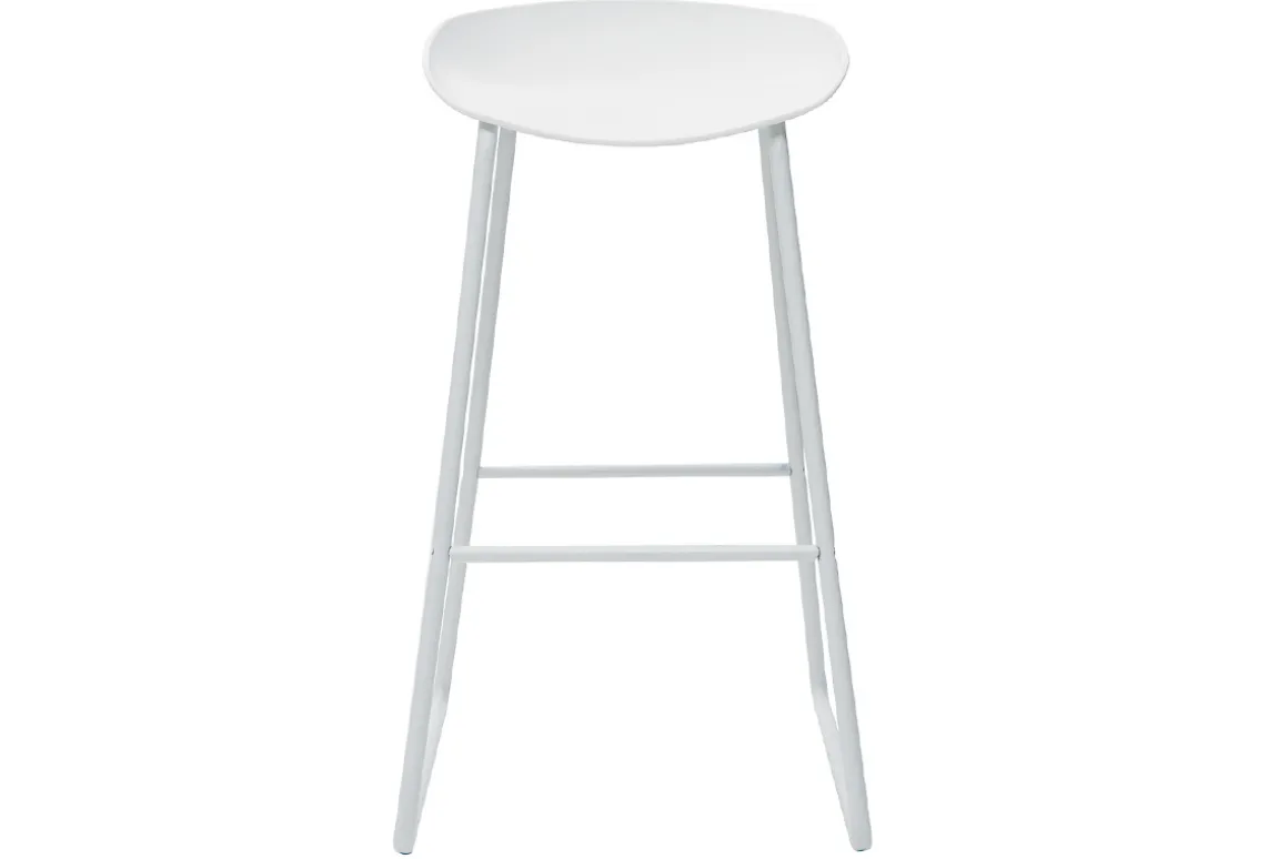 Shop Miliboo Taburetes de bar modernos blancos con patas en metal (lote de 2) PEBBLE