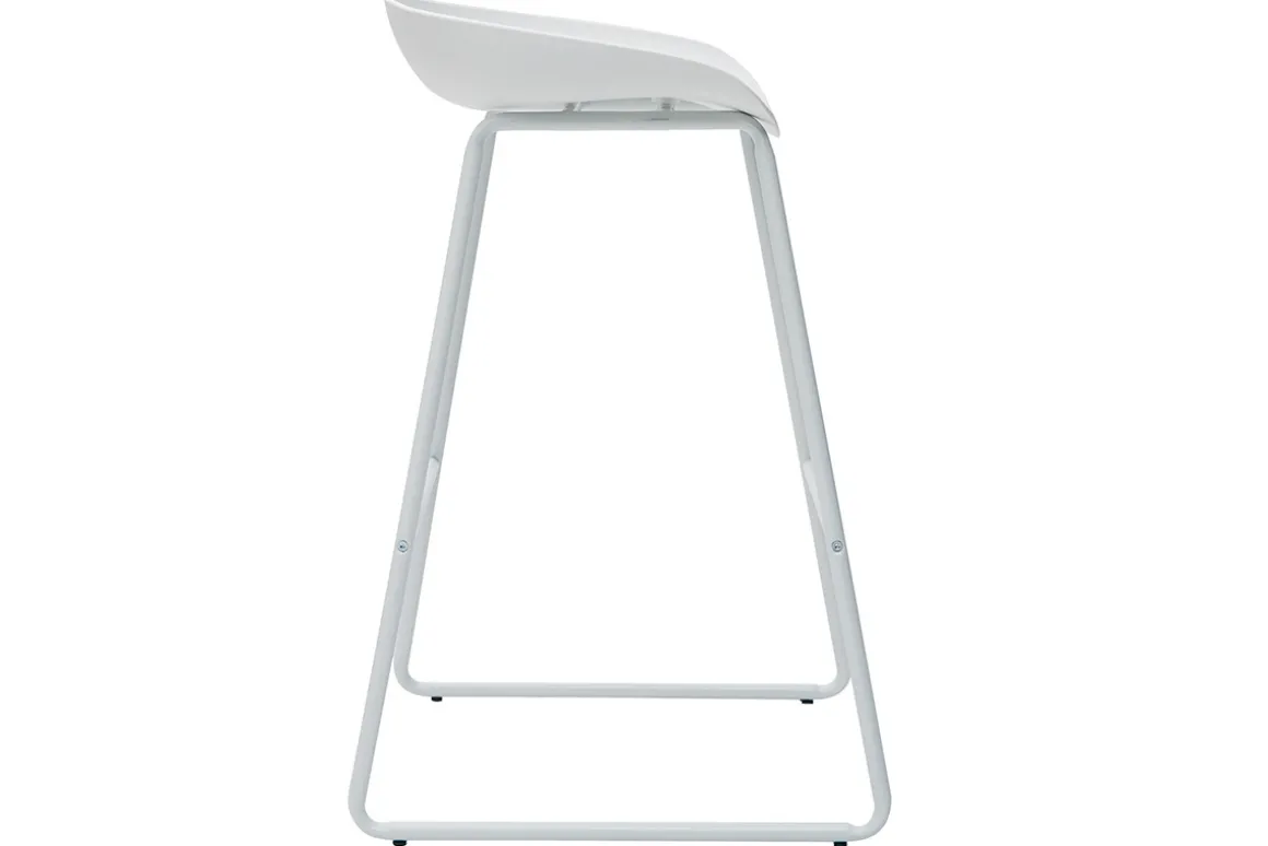 Shop Miliboo Taburetes de bar modernos blancos con patas en metal (lote de 2) PEBBLE