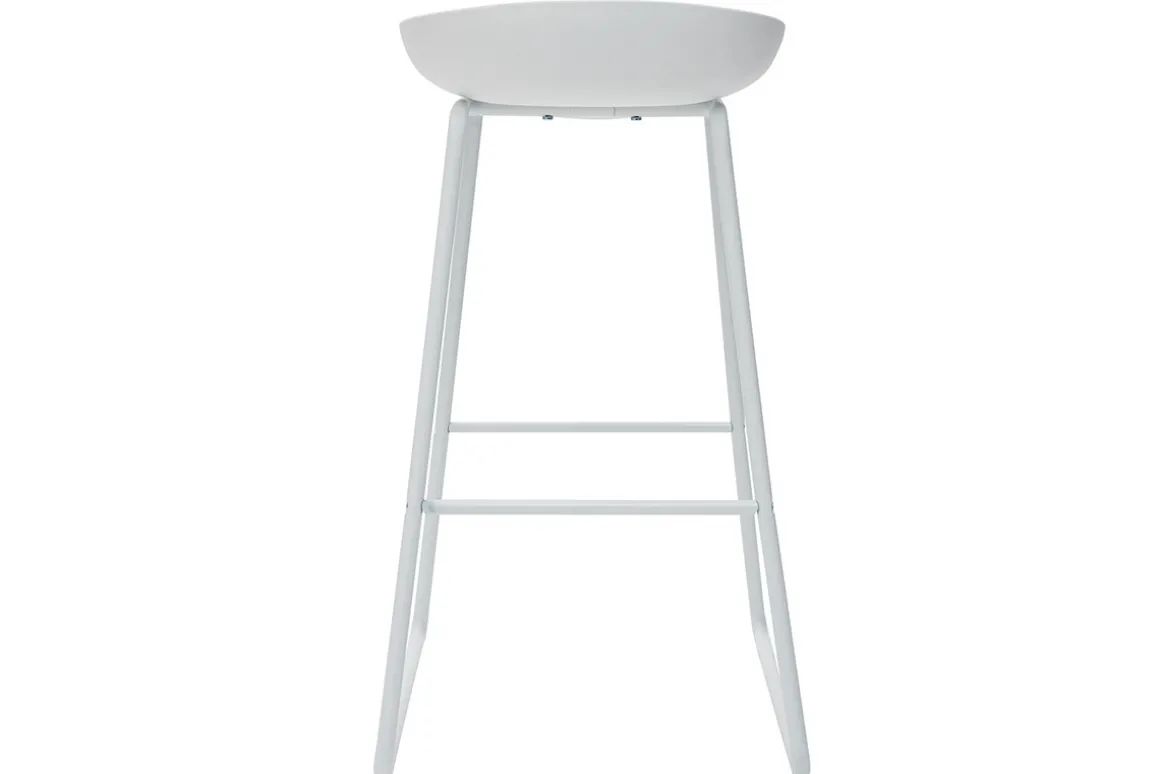 Shop Miliboo Taburetes de bar modernos blancos con patas en metal (lote de 2) PEBBLE