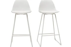 Hot Miliboo Taburetes de bar modernos blancos patas metal 65 cm (lote de 2) FRANZ