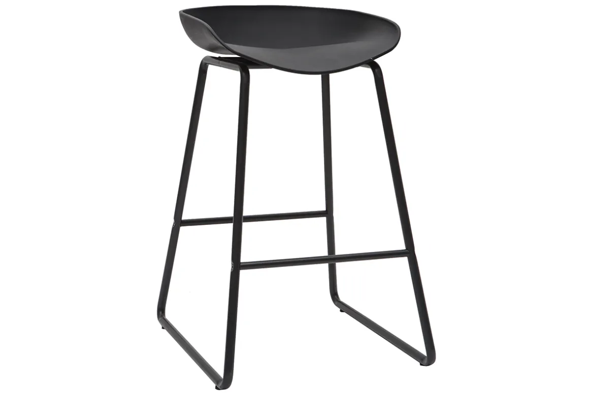 Cheap Miliboo Taburetes de bar modernos negros con patas en metal 65 cm (lote de 2) PEBBLE