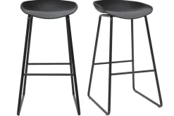 Hot Miliboo Taburetes de bar modernos negros con patas en metal (lote de 2) PEBBLE