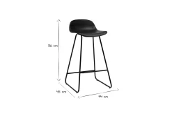 Hot Miliboo Taburetes de bar negro y pie negro A65 cm (lote de 2) ELLA