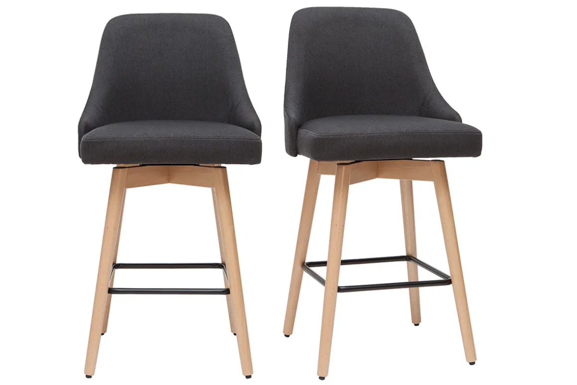Shop Miliboo Taburetes de bar nórdicos giratorios gris oscuro A65 cm (lote de 2) HASTA