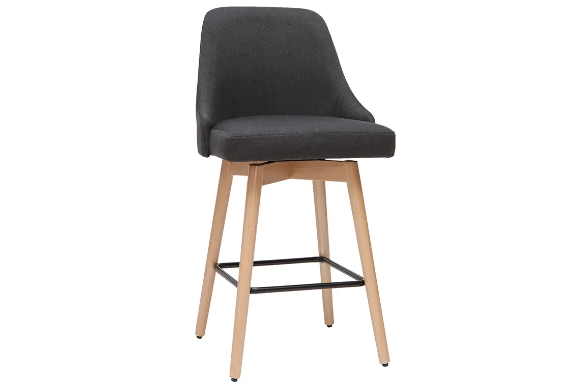 Shop Miliboo Taburetes de bar nórdicos giratorios gris oscuro A65 cm (lote de 2) HASTA