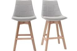 Flash Sale Miliboo Taburetes de bar nórdicos gris claro 65 cm (lote de 2) MATILDE