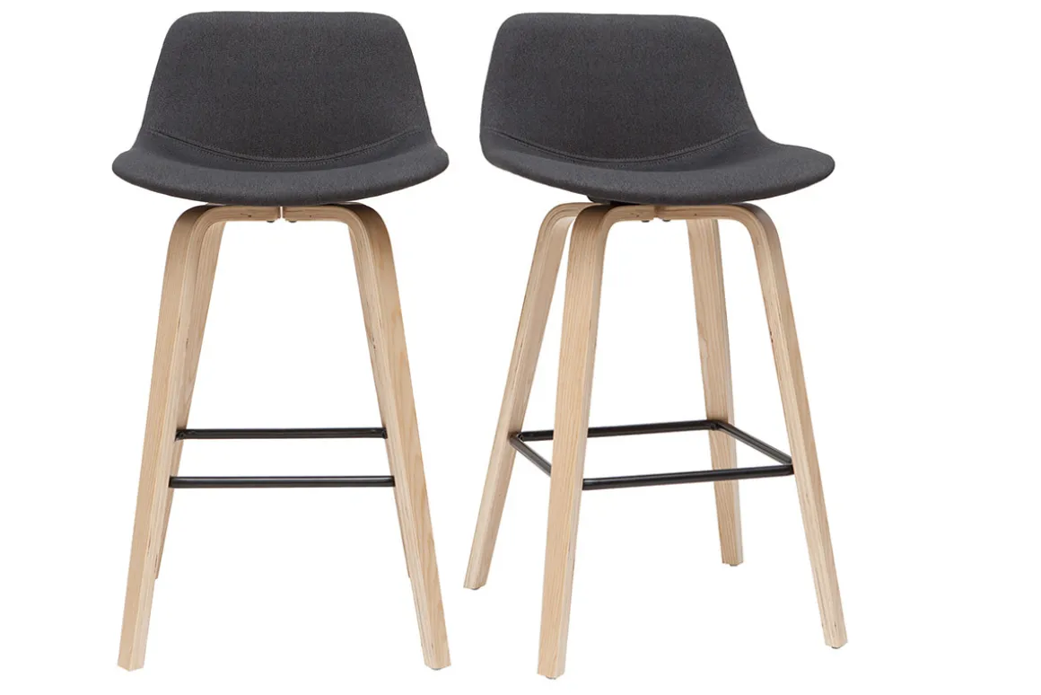 Online Miliboo Taburetes de bar nórdicos gris oscuro A65 cm (lote de 2) NONIE