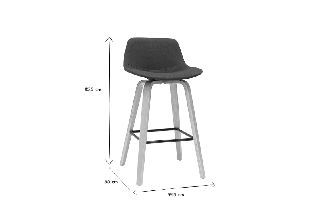 Online Miliboo Taburetes de bar nórdicos gris oscuro A65 cm (lote de 2) NONIE