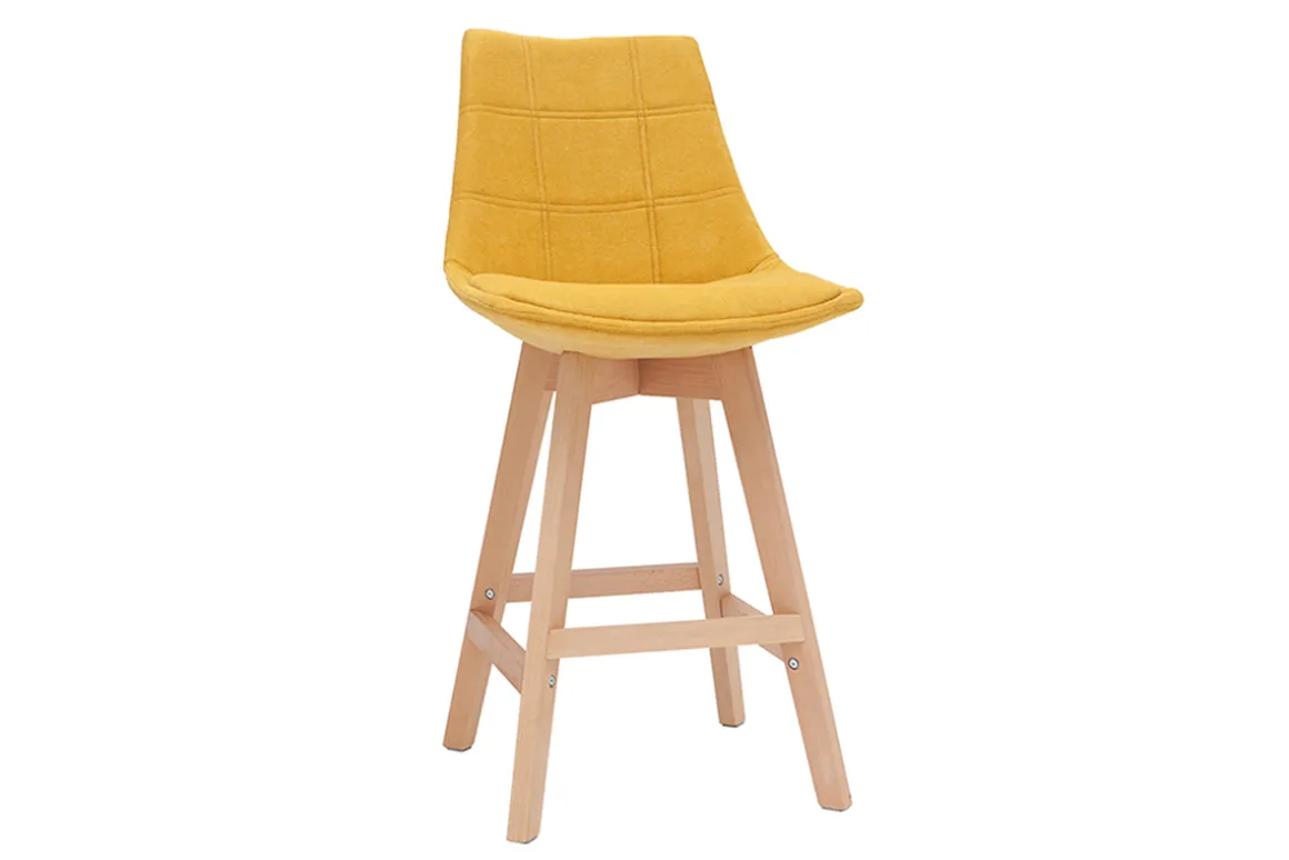 Best Sale Miliboo Taburetes de bar nórdicos tejido efecto amarillo mostaza 65 cm (lote de 2) MATILDE