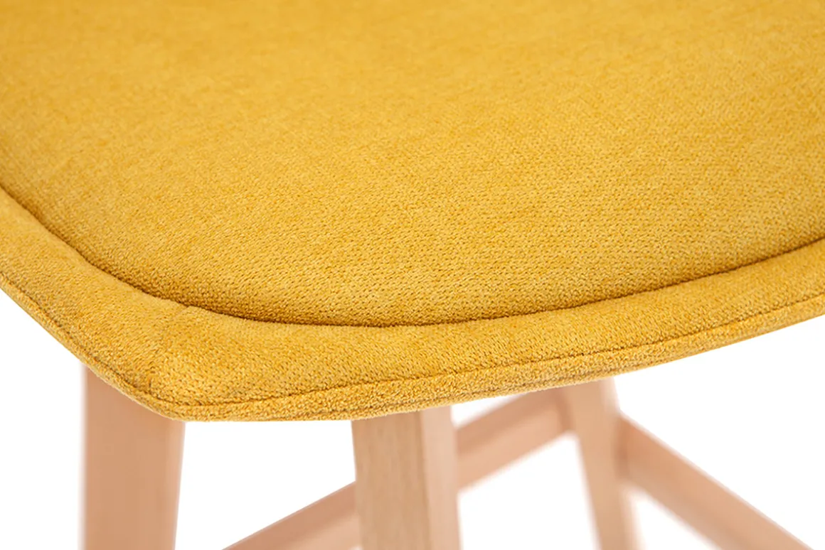 Best Sale Miliboo Taburetes de bar nórdicos tejido efecto amarillo mostaza 65 cm (lote de 2) MATILDE