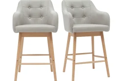 Flash Sale Miliboo Taburetes de bar nórdicos gris claro y madera A65 cm (lote de 2) BALTIK