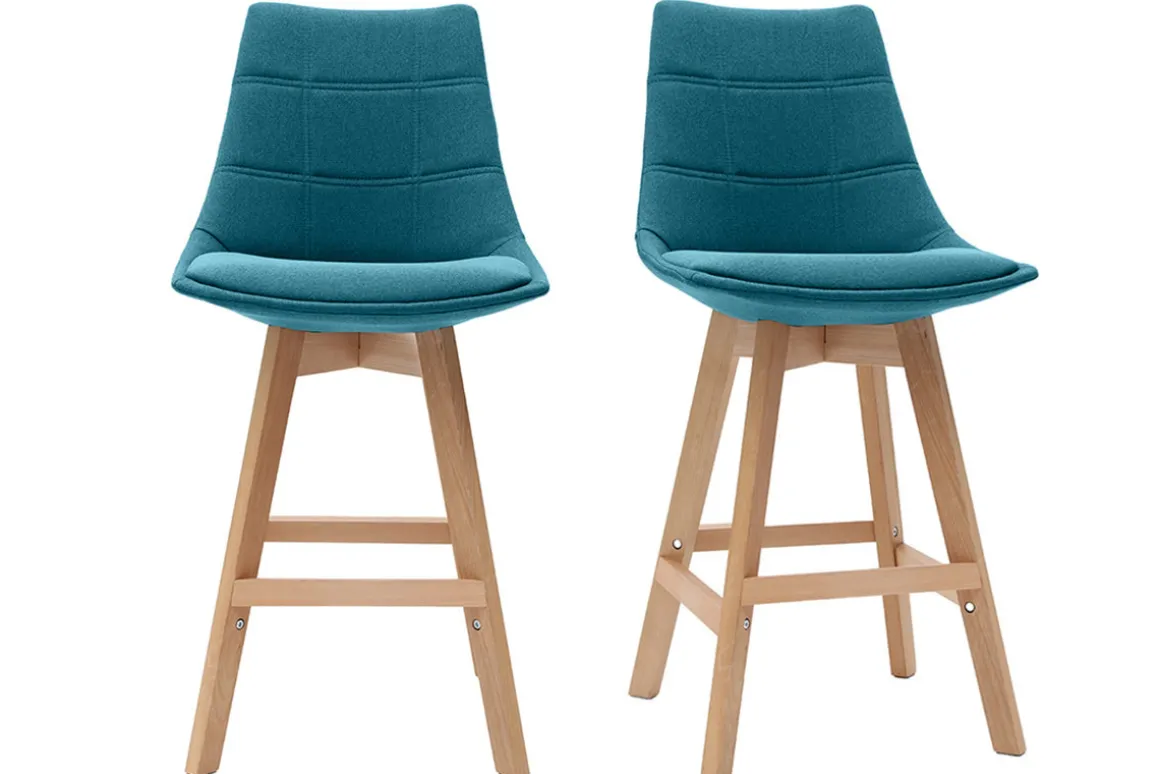 Online Miliboo Taburetes de bar nórdicos azul petróleo 65 cm (lote de 2) MATILDE