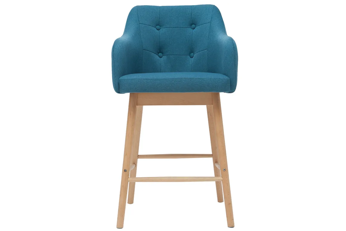 Cheap Miliboo Taburetes de bar nórdicos azul petróleo y madera A65 cm (lote de 2) BALTIK