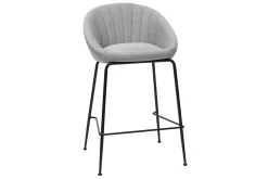 Best Sale Miliboo Taburetes de bar tejido gris claro 65 cm (lote de 2) SHERU