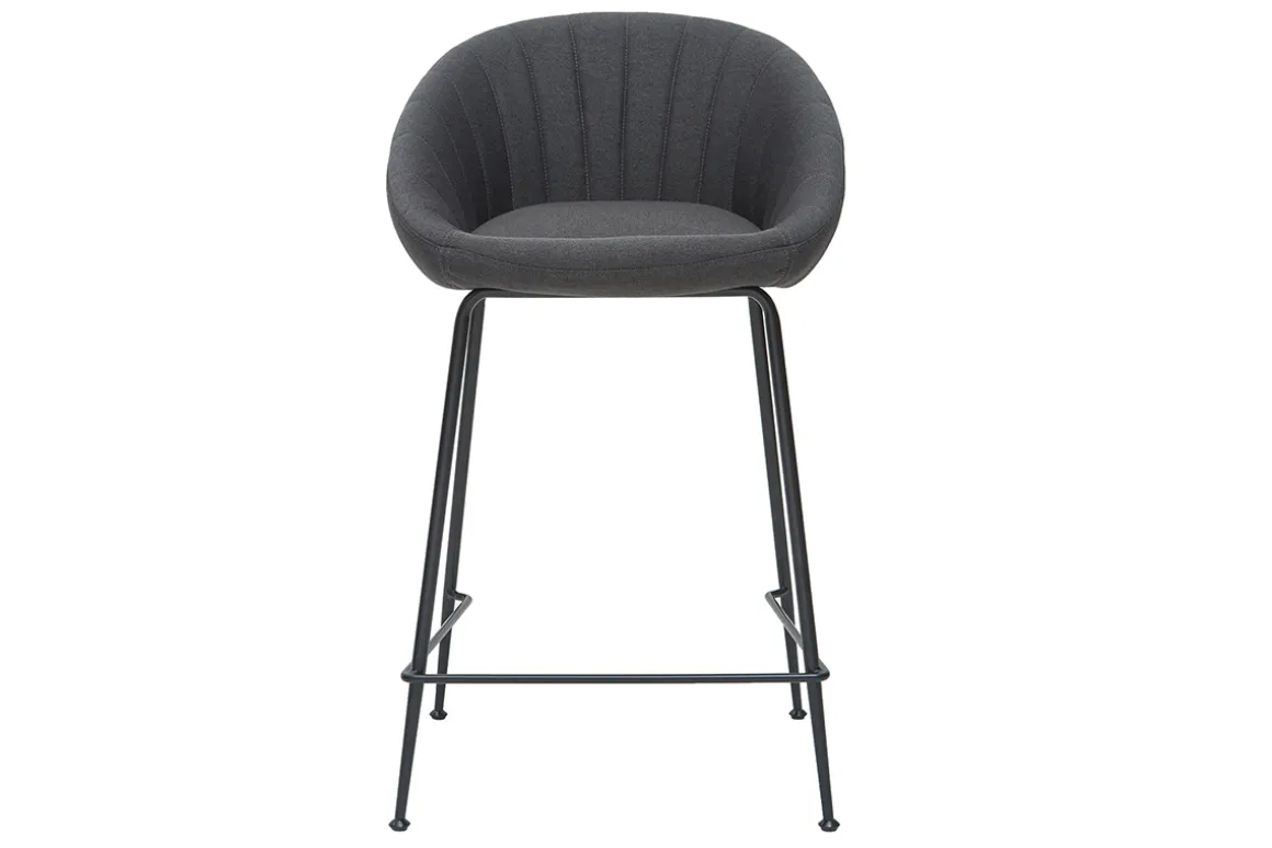 Flash Sale Miliboo Taburetes de bar tejido gris oscuro 65 cm (lote de 2) SHERU