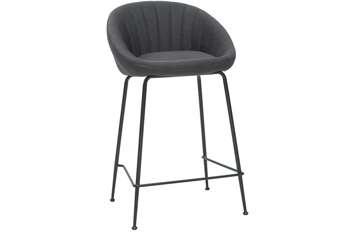 Flash Sale Miliboo Taburetes de bar tejido gris oscuro 65 cm (lote de 2) SHERU