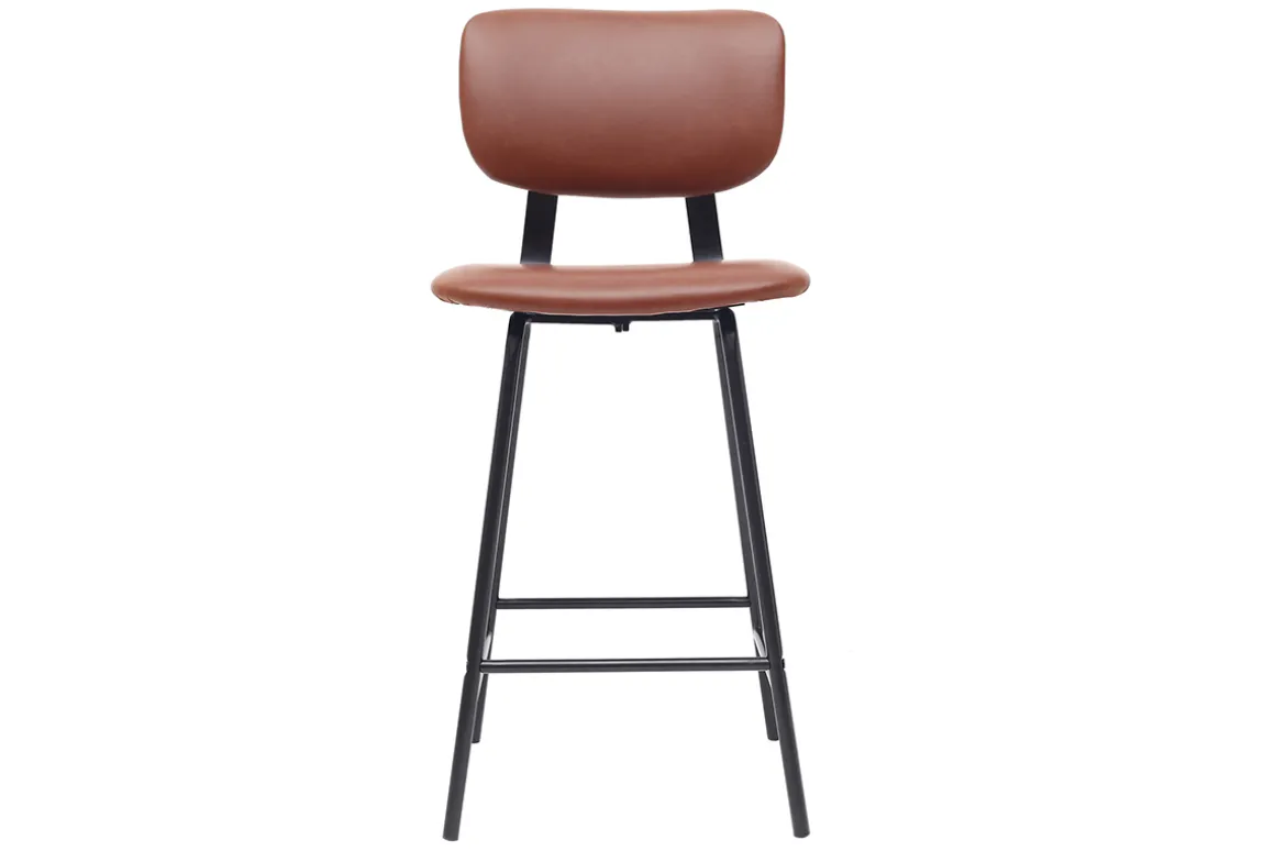 Flash Sale Miliboo Taburetes de bar vintage marrón claro con patas en metal 65cm (lote de 2) LAB