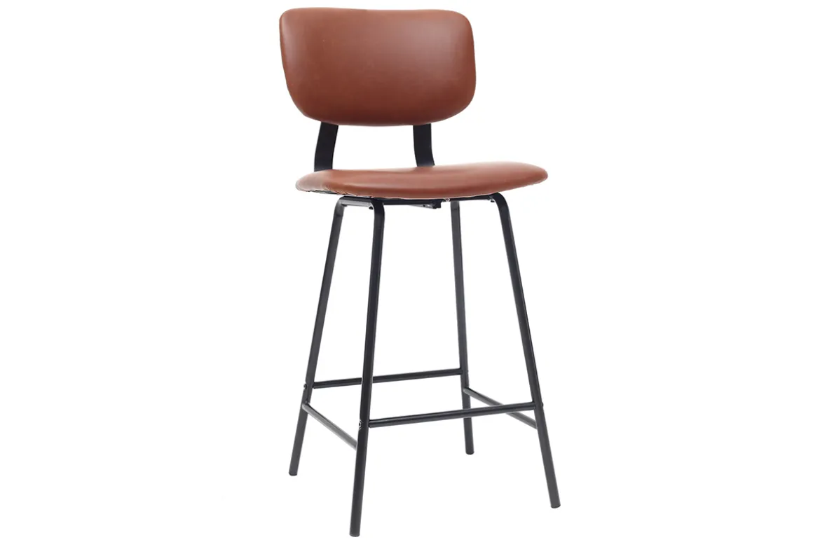 Flash Sale Miliboo Taburetes de bar vintage marrón claro con patas en metal 65cm (lote de 2) LAB