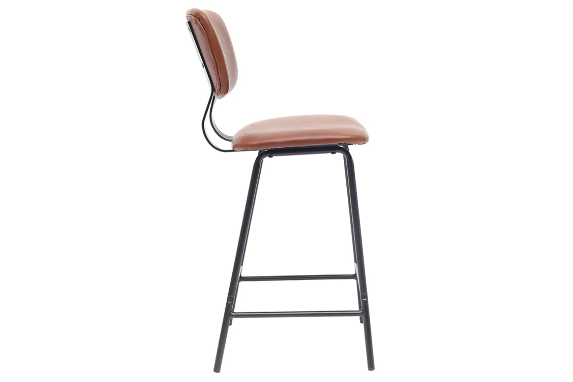 Flash Sale Miliboo Taburetes de bar vintage marrón claro con patas en metal 65cm (lote de 2) LAB