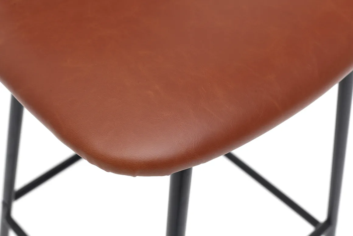 Flash Sale Miliboo Taburetes de bar vintage marrón claro con patas en metal 65cm (lote de 2) LAB