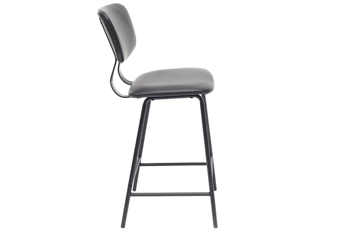 Outlet Miliboo Taburetes de bar vintage negro con patas en metal 65cm (lote de 2) LAB