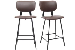 Fashion Miliboo Taburetes de bar vintage marrón con patas en metal 65cm (lote de 2) LAB