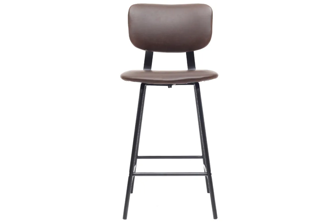Fashion Miliboo Taburetes de bar vintage marrón con patas en metal 65cm (lote de 2) LAB