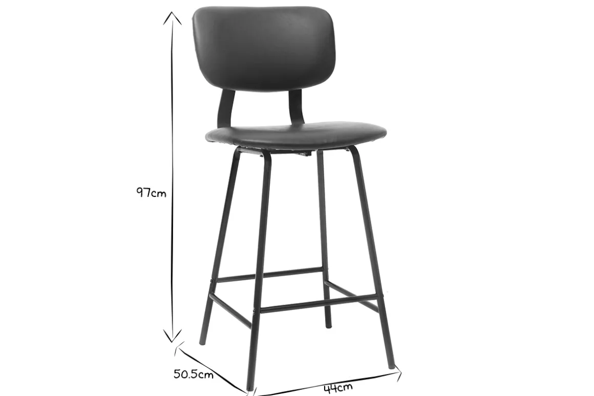 Fashion Miliboo Taburetes de bar vintage marrón con patas en metal 65cm (lote de 2) LAB