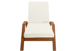 Online Miliboo Tumbona de color crudo y madera maciza MALAGA