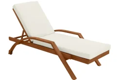 Online Miliboo Tumbona de color crudo y madera maciza MALAGA